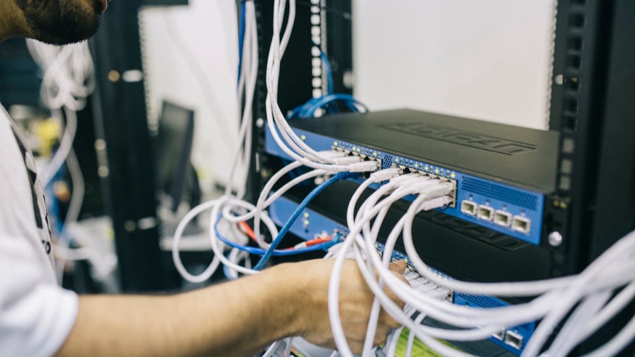 Neatly dressed cabling on a finished network install