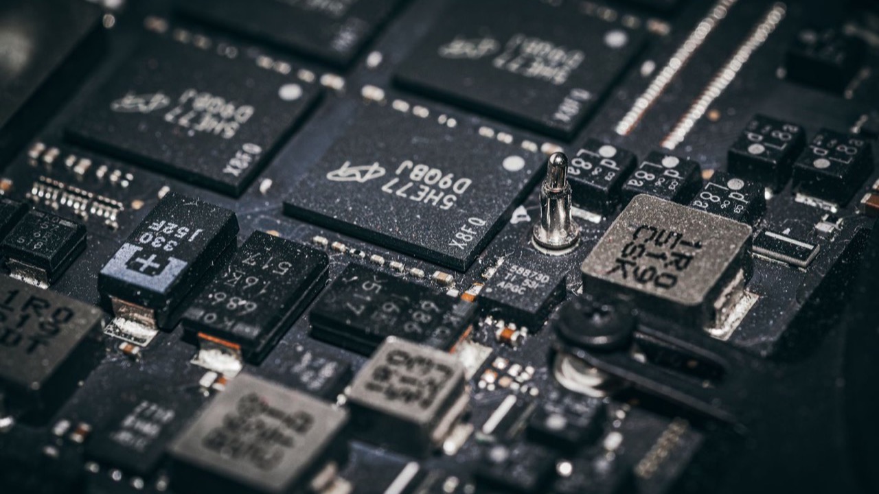 Close-up of network circuitry handling encrypted queries